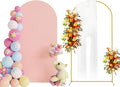 Putros 6.6ft Metal Arch Stand with Cover Pale Pink Spandex Fitted Wedding Arch Cover and Round Top Chiara Backdrop Stand Set for Birthday Party Baby Shower Decoration