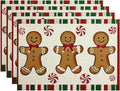 Christmas Placemats Set of 4 Christmas Candy Place Mats Washable Table Dinner Mats Linen Table Mats for Kitchen Dining Party Home Kitchen Decor 12x18 Inch