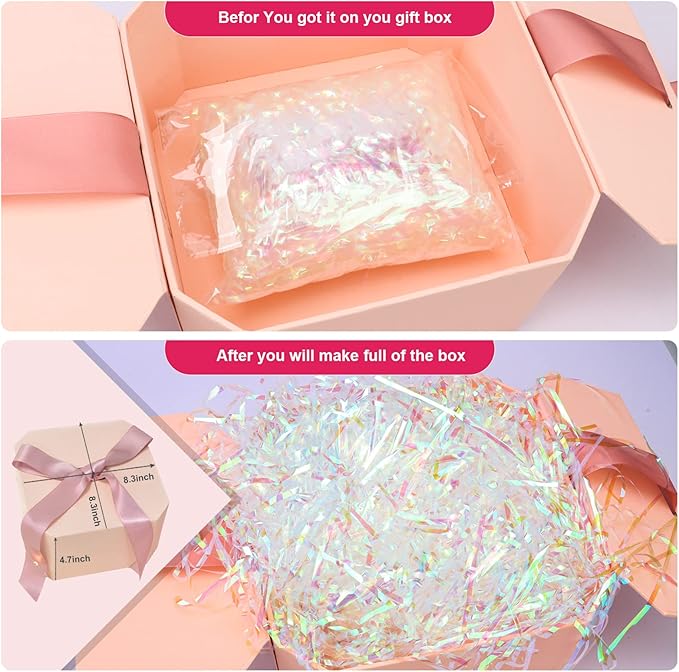 Zwish 150 Grams / 5.3 Oz Sparkly Easter Grass Iridescent Film PP Hamper Shreds & Strands Shredded Crinkle Confetti for Gift Wrapping & Basket Filler Wedding Birthday Bridesmaid