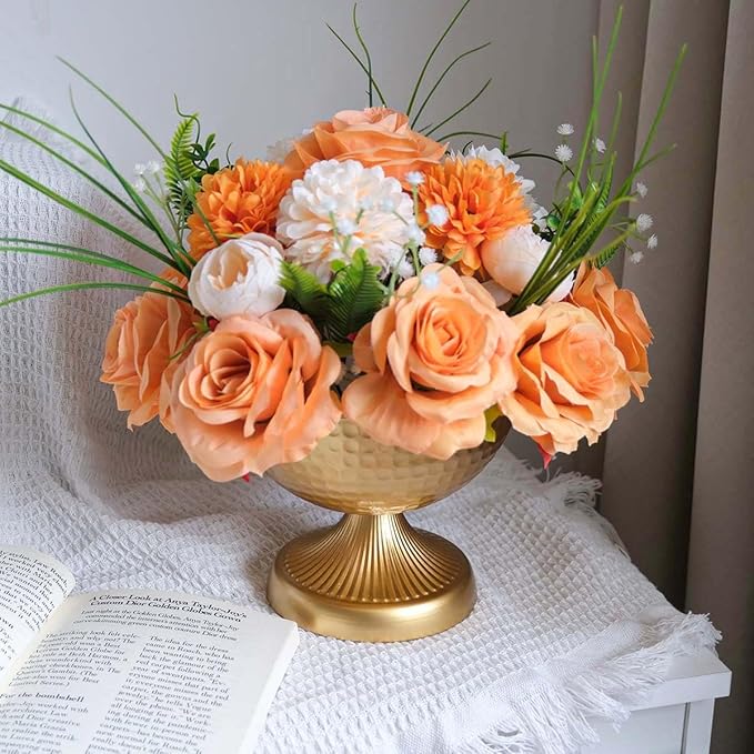6.5 inch 6 pcs Brass Vase Bowl Gold Centerpieces for Tables Wedding Party Event Gold Accent Decorative Bowl Vintage Style