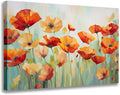 GLOKAKA Vibrant Poppies Wall Art Floral Red and Orange Watercolor Poppy Flower Painting Print Canvas Artwork For Living Room Bathroom Dinning Room Decor (Vibrant Poppies, 30"x20")