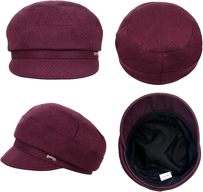 Women Retro Classic Visor Newsboy Cabbie Cap Beret Hats with Flower Buckle for Woman Ladies