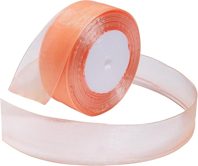 Orange Ribbon for Gift Wrapping 1-1/2 inch Sheer Organza Ribbon for Flower Bouquet Tulle Chiffon Ribbons for Wedding Invitations Christmas Decorations Crafts 50 Yards