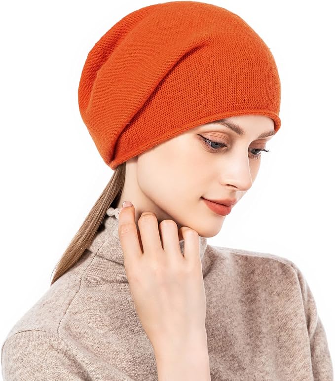 QUEENFUR Knit Slouchy Beanie Hats for Women Cashmere Ski Cap Knitted Wool Soft Warm Winter Hat