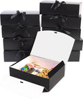 HummingBox Black Gift Box Set of 16 - Gift Boxes for Presents & gifting on weddings, birthdays & more - Easy to Assemble Black Gift Boxes With Lids & Ribbon Closure - Decorative Boxes With Lids