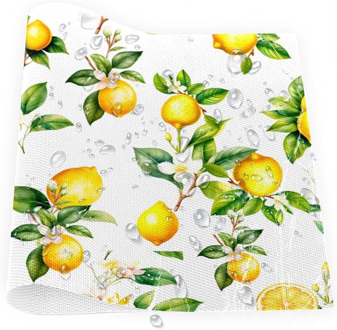 Lemon Tropical Summer Placemats Set of 6 PVC Vinyl Non Slip Table Mats Waterproof Heat Resistant Place Mats Washable Wipeable Dining Table Mat for Kitchen Party Indoor Outdoor Decorative