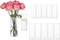 Hewory Glass Cylinder Vases for Centerpieces: Set of 12 Clear Skinny Hurricane Vases for Wedding Baby Shower Table Birthday Party Decorations - Tall Candle Holders for Floating Candle Flower Bouquet