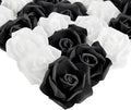 Bright Creations Black & White Roses Stemless Foam Rose Heads - 100 Pack, 3 in Polyethylene Craft Foam - Faux Flowers for DIY Arrangements & Wedding Flowers