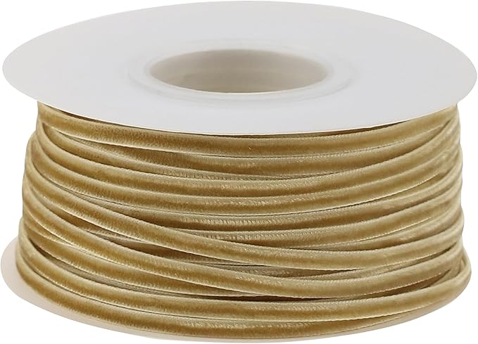 MAYREEL 1/8 Inch Khaki Velvet Ribbon Thin Beige Vintage Ribbon for Wedding Invitations Gift Wrapping Party Favor Boxes 50 Yards