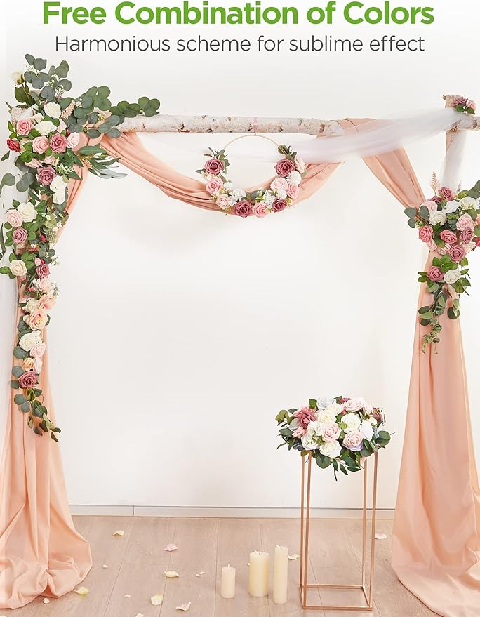 InnoGear Artificial Flowers, 50 Pcs Ivory White Foam Fake Roses Bulk with Stems for Decoration DIY Wedding Bouquets Centerpieces Bridal Shower Party Christmas Tree