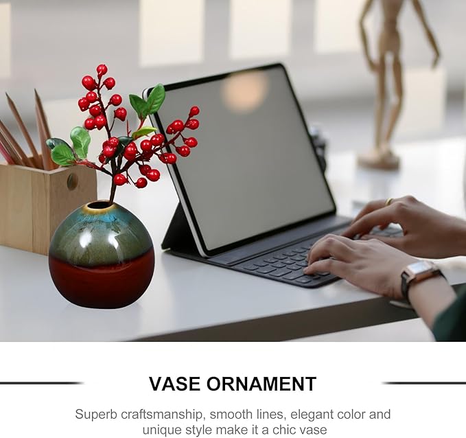 Elegant Glazed Ceramic Vase for Hydroponic Plants and Dry Flowers Minimalist Nordic Style Flower Container Artistic Home Decor Ornament in Blue