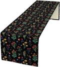 Retro Floral Table Runner, Colorful Bohemian Wildflower Flowers Blooms Vintage Table Runner for Kitchen Dining Party Home Decor, 13x70 Inch