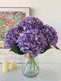 YalzoneMet 4Pcs Purple Silk Hydrangea Artificial Flower Lifelike Big Blooms 20'' Long Stem Faux Hydrangea Flower Bouquets for Home Party Indoor Outdoor Wedding Table Centerpiece Decor