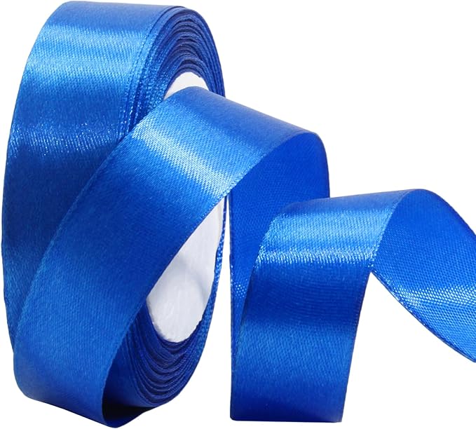Luomorgo 1 Inch Royal Blue Satin Ribbon, 25 Yards Solid Color Ribbon, Fabric Ribbon for Gift Wrapping, Flower Bouquet, DIY Craft, Sewing, Wedding, Birthday Party Decorations