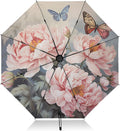 Automatic Folding Umbrella Windproof Strong, UV Protection Compact Floral Hydrangea Hummingbird Sun Rain Sun Rain Travel Umbrellas for Women Men