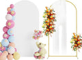 Putros 6.6ft Metal Arch Stand with Cover White Spandex Fitted Wedding Arch Cover and Round Top Chiara Backdrop Stand Set for Birthday Party Baby Shower Decoration
