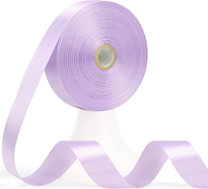 60 Yards Light Purple Satin Ribbon 7/8 Inch, Solid Polyester Fabric Ribbon for Gift Wrapping, Crafts, Flower Bouquet, Wedding, Baby Shower, Festival, Christmas, Halloween