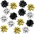 15 Pcs Gift Bows Assortment, Decor for Christmas, Birthdays, Weddings, Holiday Embellishments, Presents, Wrapping Paper, Anniversaries, Baby Showers, Bridal Showers, Hanukkah (Black+Gold+Silver)