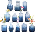 Bud Vases Set of 12 Pcs, Blue Mini Glass Vases for Flowers, Vintage Small Vase for Centerpieces, Small Flower Vase Design for Wedding Decorations Home Flower Party Decor
