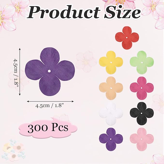 PATIKIL 1.8 Inch (4.5cm) Flowers Patch, 300Pcs Artificial Flowers Handmade Patches Silk Cloth Applique for Scrapbooking Wedding DIY Craft Supplies Card, Purple