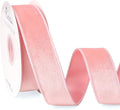 Ribbli Light Pink Velvet Wired Ribbon 1.5 Inch Velvet with Satin Christmas Ribbon for Gift Wrapping Christmas Tree Decoration Crafts Wreaths Supplies-Continuous 10 Yards