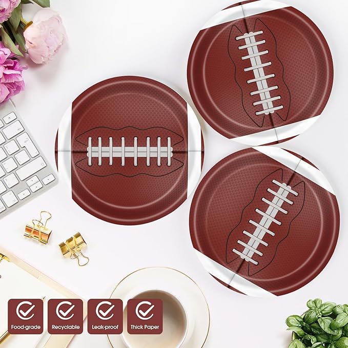 40 Pcs Football Plates and Napkins Party Supplies, 20 9" Disposable Paper Plates and Napkins, Modern Football Theme Tableware Set for Kids Birthday Party, Baby Shower, Serves 20