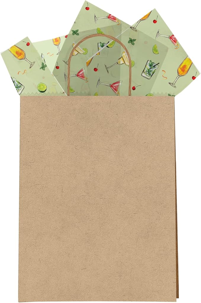 Pro Supply Global Cocktails Printed Tissue Paper for Gift Bags or Boxes and Wrapping - Bulk Decorative Art Tissue Paper for Packaging and Gifting | 24 Sheets 20" x 30"