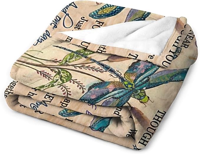 Dragonfly Blanket Memorial Sympathy Gifts for Girls Women Loved One I Never Left You Throw Blanket for Kids Adults Soft Warm Cozy Fleece Blanket for Couch Sofa Bed 60"x80"