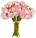 24 Pcs Ranunculus Artificial Flowers 10.5", Mini Faux Silk Ranunculus with Stem, Fake Flowers for Home Decor Indoor Wedding Bouquets Centerpieces (Blush Pink)