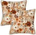 Vintage Floral Throw Pillow Covers 18x18 Set of 2 | Retro Flower Pillow Cases for Couch and Bed Room | Farmhouse Cushion Cases for Home Decor