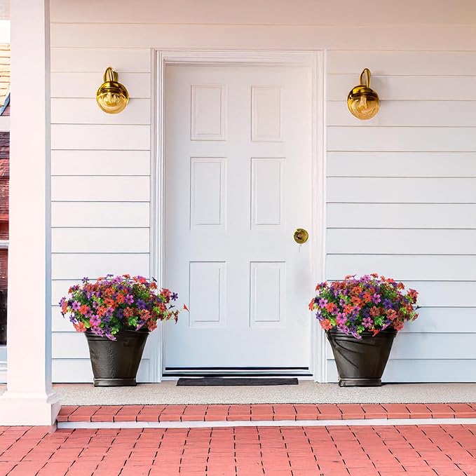 Homsunny Artificial Mums Fake Flowers for Outdoors Decoration, 12 Bundles Faux Silk Daisy Plants UV Resistant for Outside Garden Front Door Porch Planter Patio Yard (Mix)
