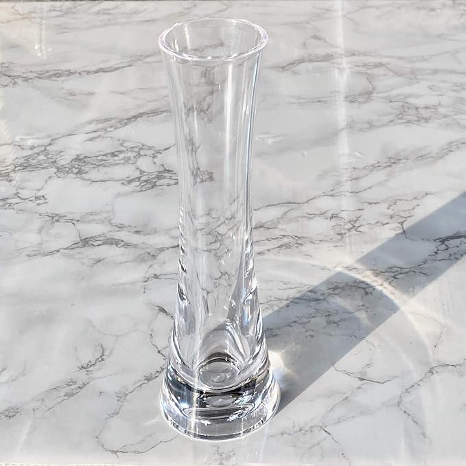 KLIFA- Small Acrylic Round Bud Vase, Shatterproof, High Transparency, Plastic Single Stem Vase, Clear, Hight 7.52 inch, 1 pc