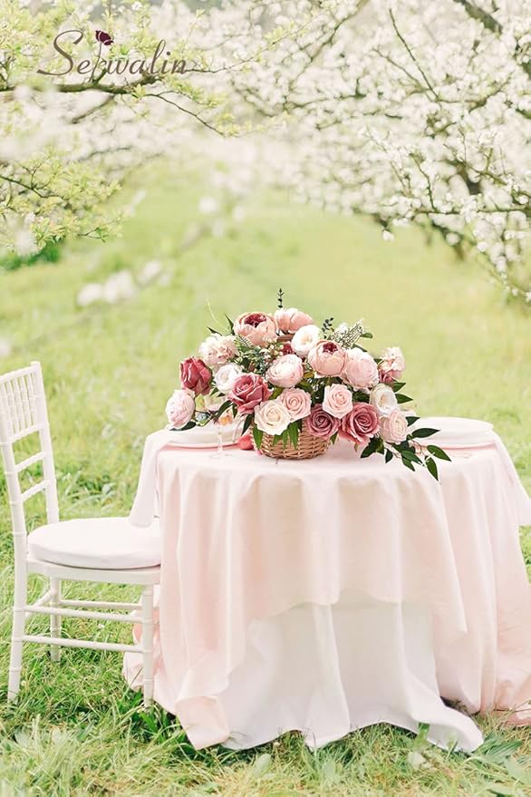 Serwalin Artificial Flowers Pink Peonies Silk Flowers Fake Flowers with Stems Dusty Roses for Wedding Bouquets Centerpieces Cake Decor Baby Shower Decoration