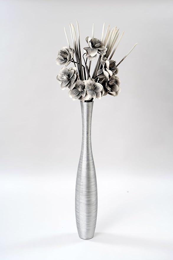 Leewadee Decorative Tall Floor Vase for Living Room Decor, 41 inches, Silver, Resin