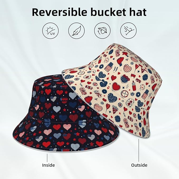 Bucket Hat Double-Side-Wear Reversible Sun Hat Beach Travel Hiking for Women Men