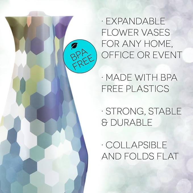 MODGY Expandable Flower Vase Plastic Decorative Modern Vases for Flowers Centerpieces Dining Table Decor Living Room Bathroom Wedding Office, Bizzyb