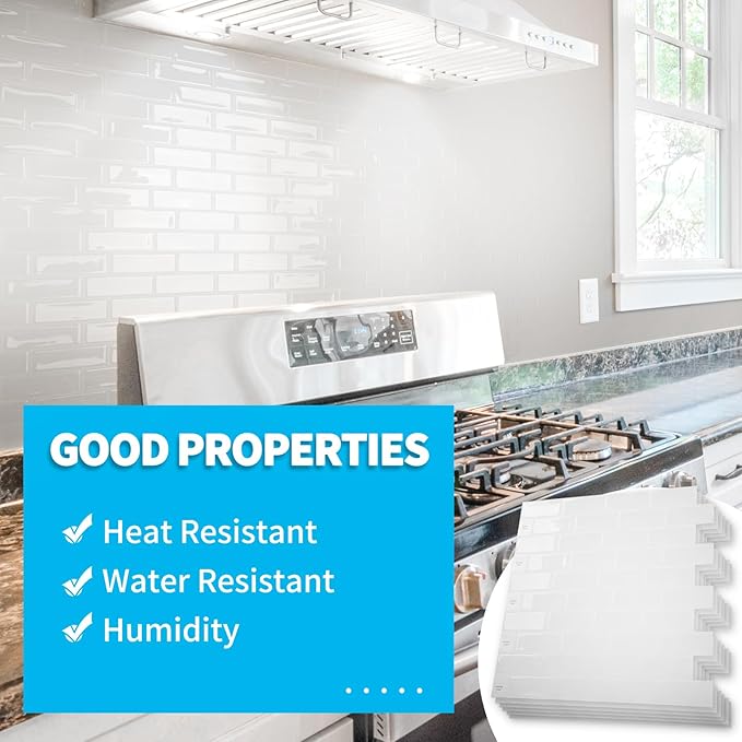Art3d 10-Sheet Peel and Stick Backsplash Tile for Kitchen - 12”×12” Stick on Wall Tile for Kitchen Bathroom Countertop Living Room, White Washed
