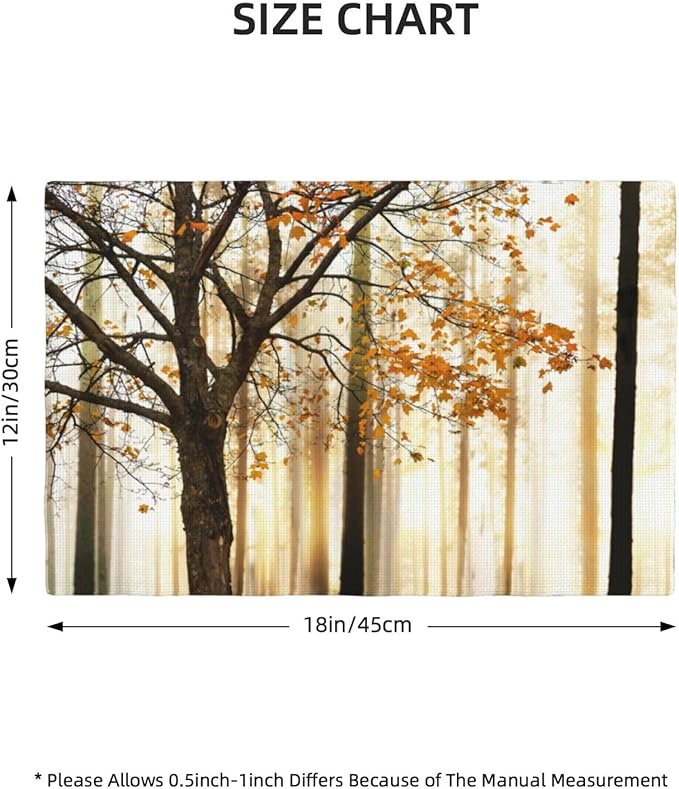 Autumn Forest Placemats Set of 4,Kitchen Table Mats for Dining Outdoor Home Decor Linen 12x18 Inch 4 PCS, Style-9