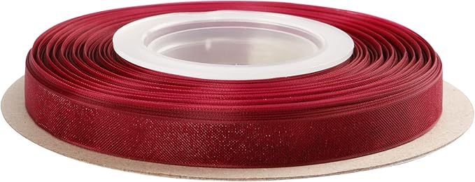 3/8 Inch Wine Shimmer Sheer Organza Ribbon Sheer Chiffon Ribbon 50 Yards-Roll Multiple Colors Available for Gift Wrapping Wedding Events Christmas Décor