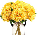 Kimura's Cabin 6pcs Yellow Fake Hydrangea Flower Artificial Silk Hydrangeas Bouquets with Stems Faux Hydrangea for Home Wedding Baby Shower Birthday Party Decoration (Yellow)