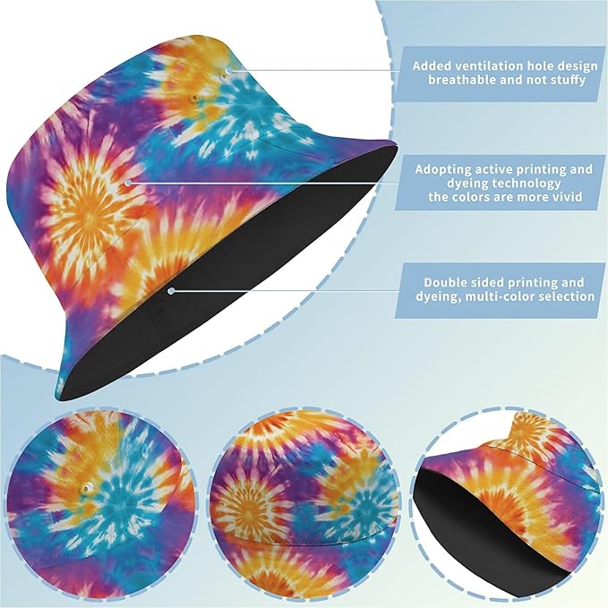 Bucket Hat for Women Men Unisex Sun Cap Packable Outdoor Fisherman Hat Headwear,Reversible Double-Side-Wear