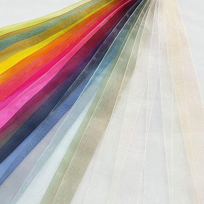 Chenkou Craft Solid Organza Ribbon Assorted 24 Yards Craft Bow Party Decoration Packing Ribbons (Mix, 1 1/2"(40mm))