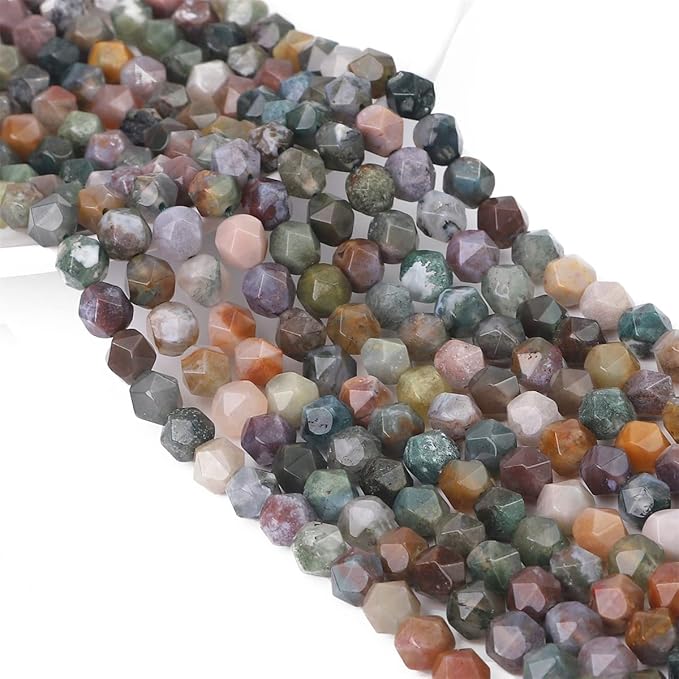 Faceted Natural Indian Agate Stone Round Beads 10mm 36cm/Strand for Jewelry Making