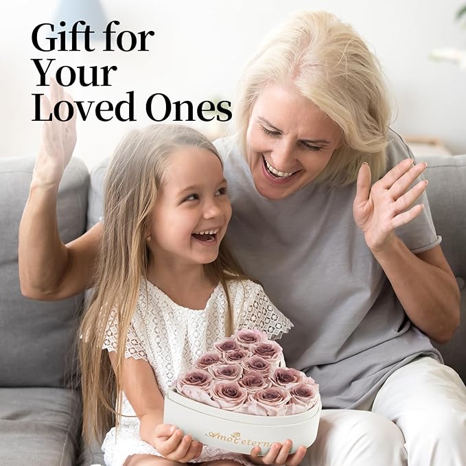 Flower, Forever Roses in A Box, Fresh Flowers, Birthday Gifts for Her, Women, Mom, Girlfriend, Wife, Grandma,Dusty Forever Roses