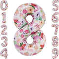 Flower Balloons 40 Inch Floral Number 8 Balloon for 8th Birthday Garden Party Decorations Eight Year Old Photo Props Foil Number 8