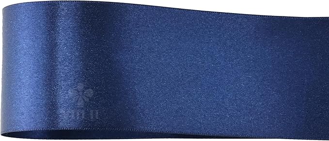 MEEDEE 2 Inch Navy Blue Ribbon Lux Double Faced Ribbon by 25 Yards Navy Silk Ribbons Navy Blue Satin Ribbons for Gift Wrapping, Weddings, Flower Bouquet, Holiday Decorating