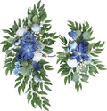 Faux Flower Swag Set of 2, Blue Artificial Flowers Swags for Wedding Arch, Wedding Welcome Signs, Welcome Reception Ceremony Signs Decorations