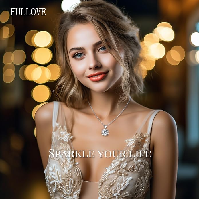InfinityLove Heart Necklaces for Women, 5-3 Carats Moissanite, Sterling Silver Pendant Jewelry, Anniversary Birthday Gifts for Wife, Girlfriend, Daughter, Mom