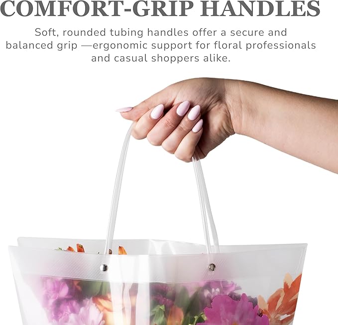 14 Reusable Floral Vase Bag for Bouquets - Portable Flower Bouquet Bags with Ventilation Holes and Ergonomic Handles, Gift-Ready, Jardin Multicolor