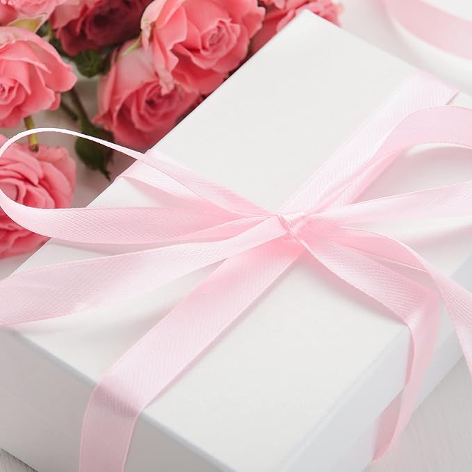 LIUYAXI Light Pink Satin Ribbon, Double Faced 1/2" X Continuous 25 Yards Ribbons Perfect for Gift Wrapping Bows Bouquet Wedding Craft and More